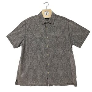 Nat Nast Silk Cotton Button Up‎ Shirt Men's L Cigar Brown Short Sleeve